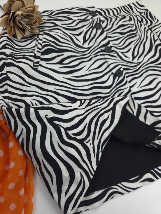 Talbots Dresses & Skirts - Talbots Zebra Print Button-Front Skirt — Black & White  Size 10